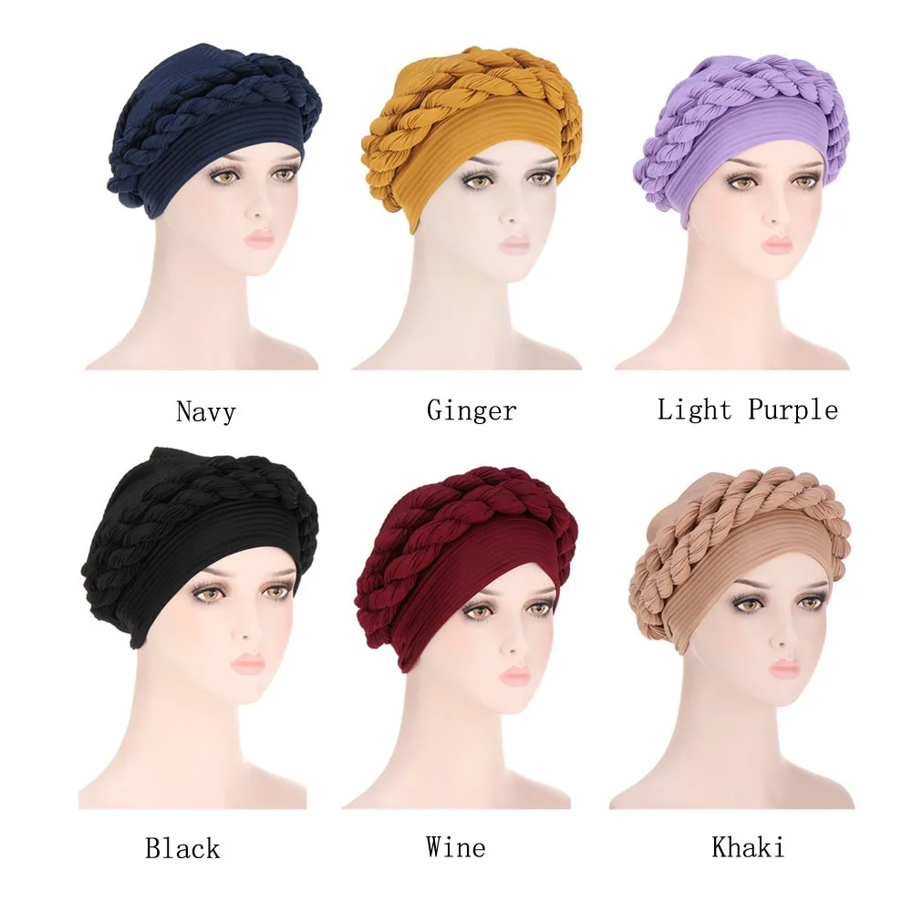 Topi Wanita Kanker Topi Kemo Muslim Hijab Braid Syal Kepala Turban Penutup Kepala Ramadan Rambut Rontok Islami Headwear Mode