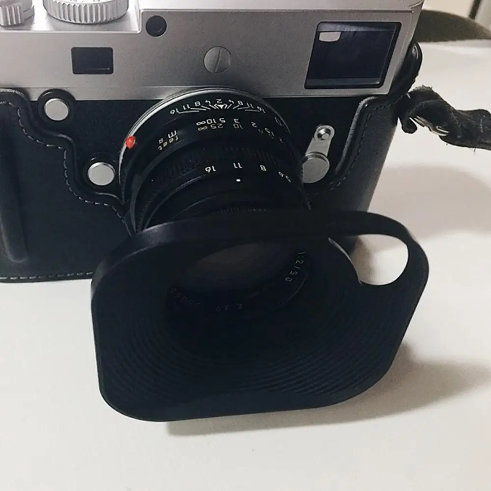 Haoge-parasol de objetivo de Metal de 39mm, capucha hueca diseñada + tapa para cámara de telémetro Leica con filtro E39 de 39mm, lente de rosca negra