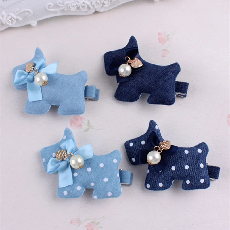 Denim Rabbit Mickey Baby Girls Hair Clips Polka Dots Minnie Dog flower and hreat-shaped Tiny Bow Hairpins Kids Hair Accessories