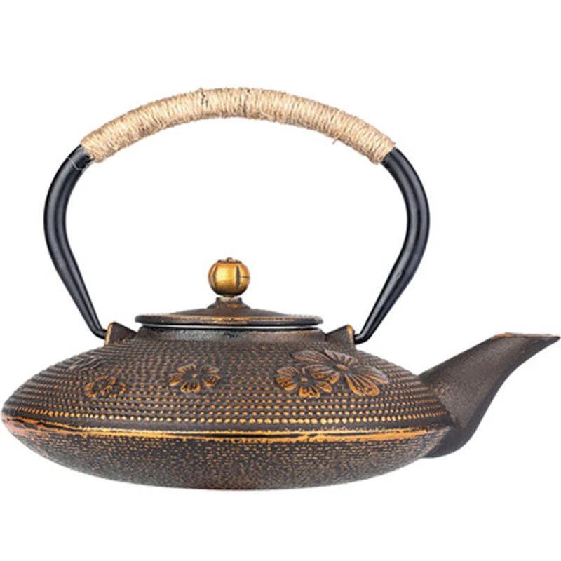 غلاية شاي من أوراق الخيزران من الحديد الزهر على شكل كمثرى، إبريق شاي، ملحقات الشاي، طقم شاي، ديكور منزلي، 900 مل