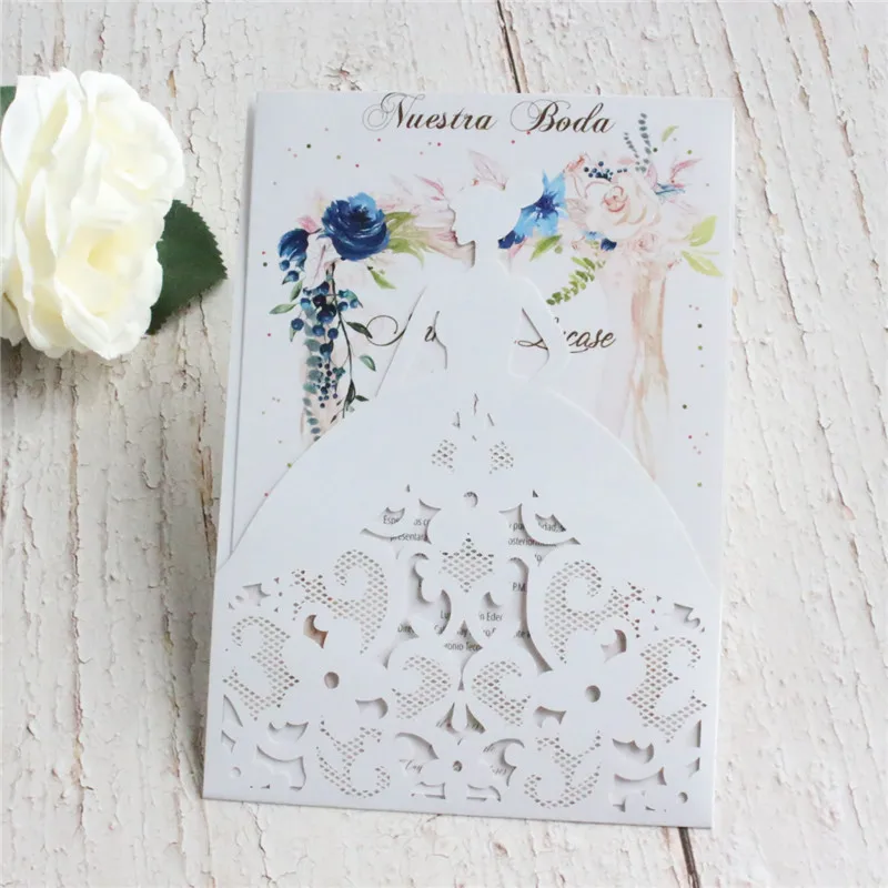 

New wedding invitation card bride laser cutting engagement gift card personalized printing 50pcs