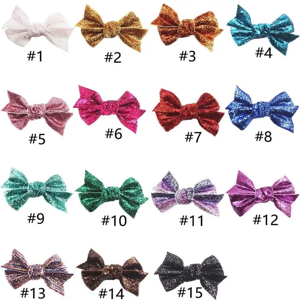 30 Pieces Baby Girls Glitter Hair Bows Clips 3Inch Sparkly Glitter Sequin Bows Alligator Hair Clips Fully Lined Hair Accesories