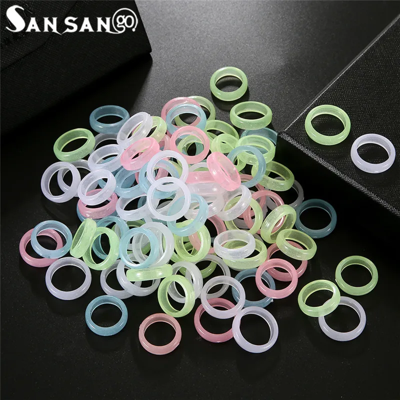 10pcs/lot Mixed Color Luminous Ring For Women Men Colorful Finger Rings Fashion Jewelry Gift