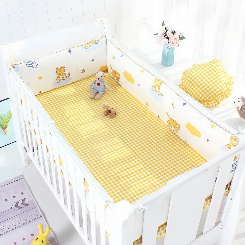5pcs /set Cute Baby Bedding Set Cotton Baby Bedding Set Including 4pcs Bumpers Soft Bumper For Cot Crib Bumpers Four Seasons