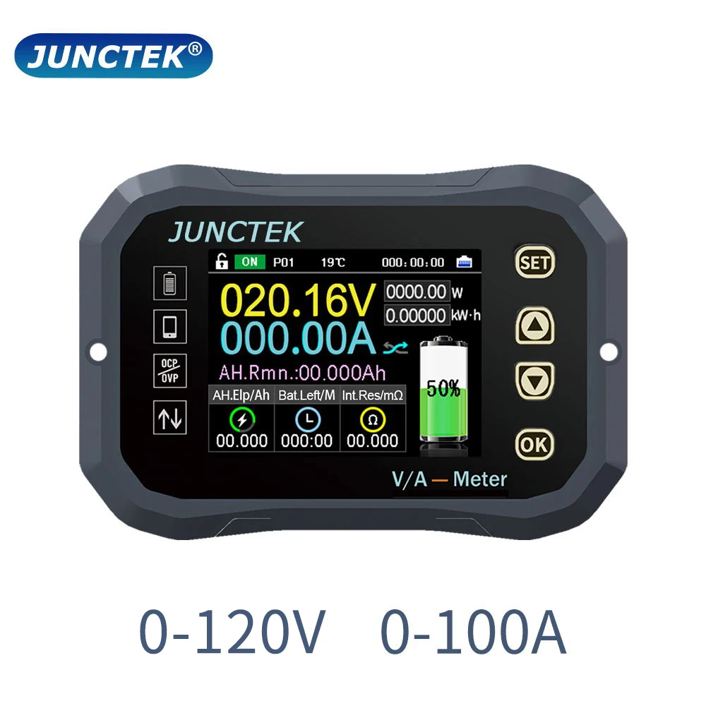 Battery Monitor DC 0-120V 100A 400A 600A Battery Tester Voltage Current Coulomb Meter Capacity Indicator APP Connection KG110F