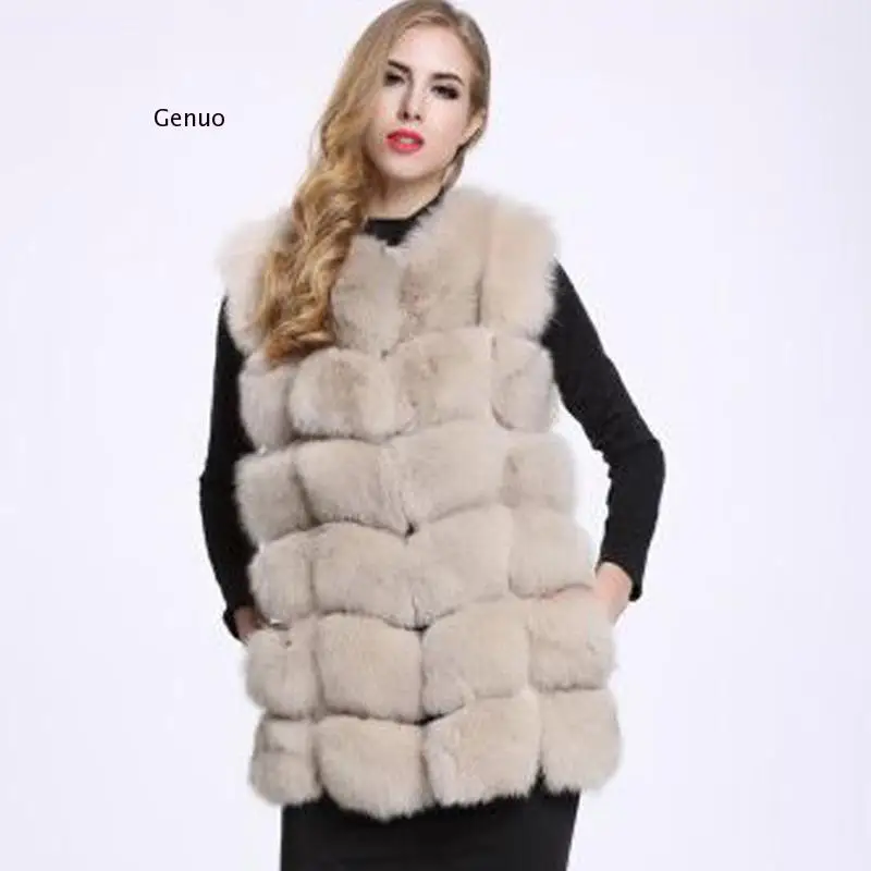 Fur Coat Women Sleeveless Vest Black Red Grey Green Pink Blue Fur Jackets Winter Outerwear Women Clothing 3Xl 4Xl