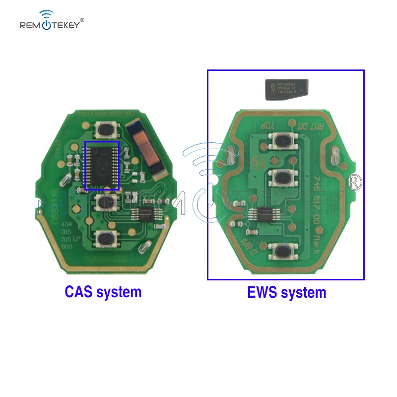 Remtekey 3 button 315mhz for BMW X3 X5 6 series Li 7 series Z4 E90 E91 E83 E60 E53 E63 E65 E85 CAS system HU92 blade remote key