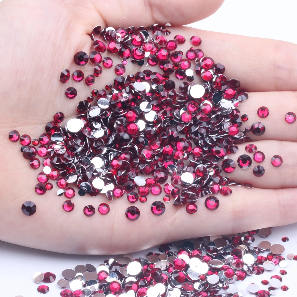 Rose Glue On Resin Rhinestones 500/1000pcs 2-6mm Round Flatback Non Hotfix Facets Stone DIY 3D Nails Art Phone Cases Decorations