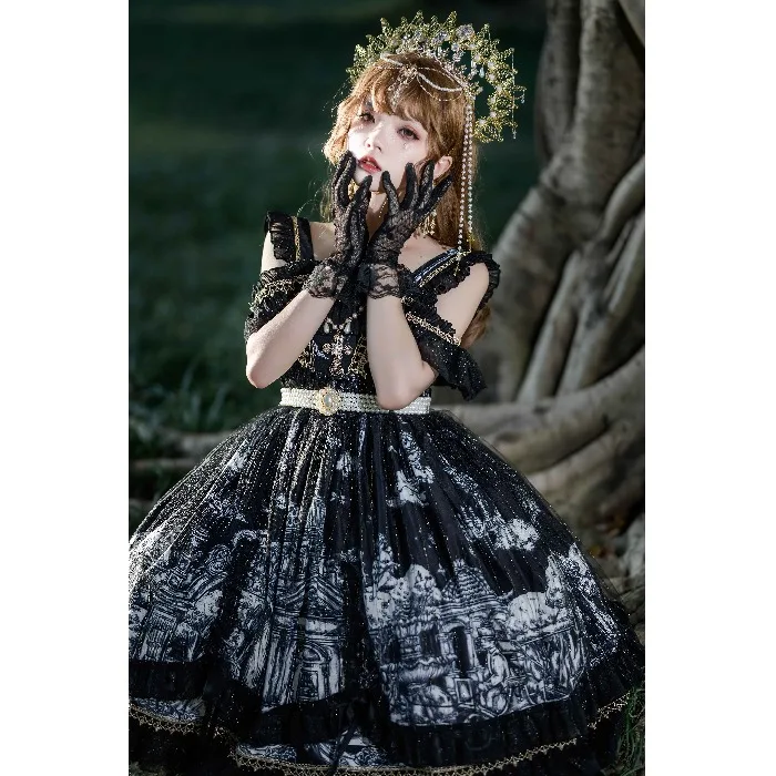 

Factory Original Design Lolita Halloween Night Dark JSK Strap Dress Summer medieval dress lolita dress goth lolita