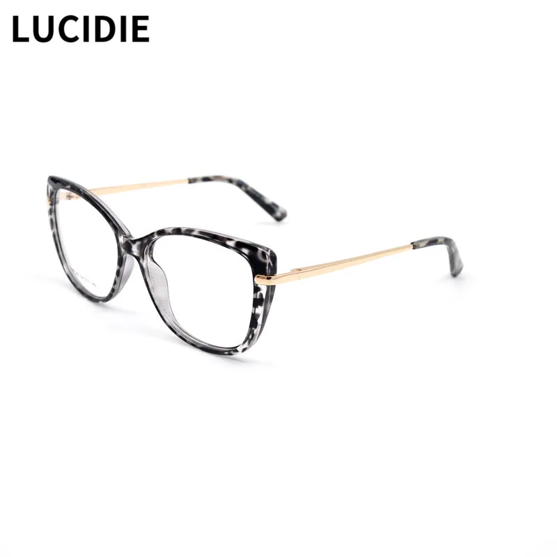 

LUCIDIE TR90 Cat Eye Clear Lens Glasses Frame Women Optical Eyeglasses 2021 New Female Oversized Spectacles High Quality Eyewear