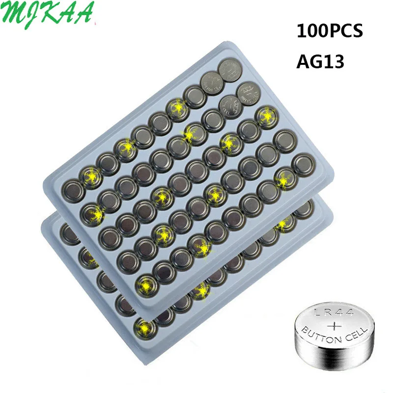 100PCS AG13 LR44 357A S76E G13 LR1154 Button Coin Cell Battery Batteries 1.55V Alkaline 22