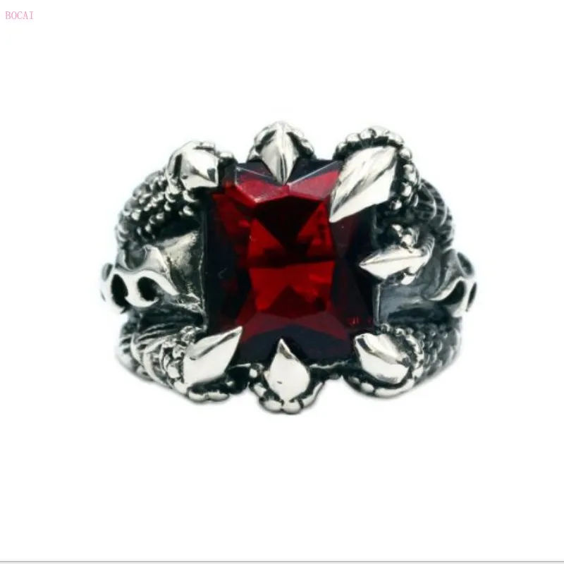 

BOCAI S925 Sterling Silver Rings for Men New Fashion Domineering Dragon Claws Zircon Pure Argentum Punk Jewelry Wholesale