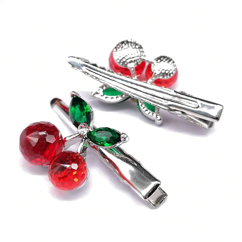 1Pcs Fashion Crystal Cherry Hair Clip Lovely Sweet Hairpins Barrette Headdress for Women Girl Hair Accessories