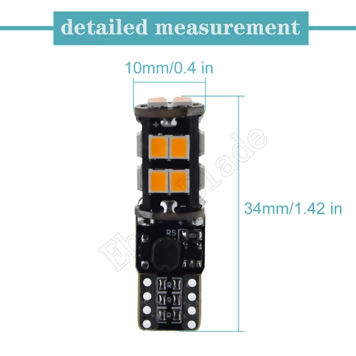 Imagen 2 del producto Lámpara LED de señal para coche y camión T10 W5W, Bombilla de marcador de cuña lateral Interior sin errores, ámbar, naranja, Canbus, 12V, 24V, 30V, 2 uds.