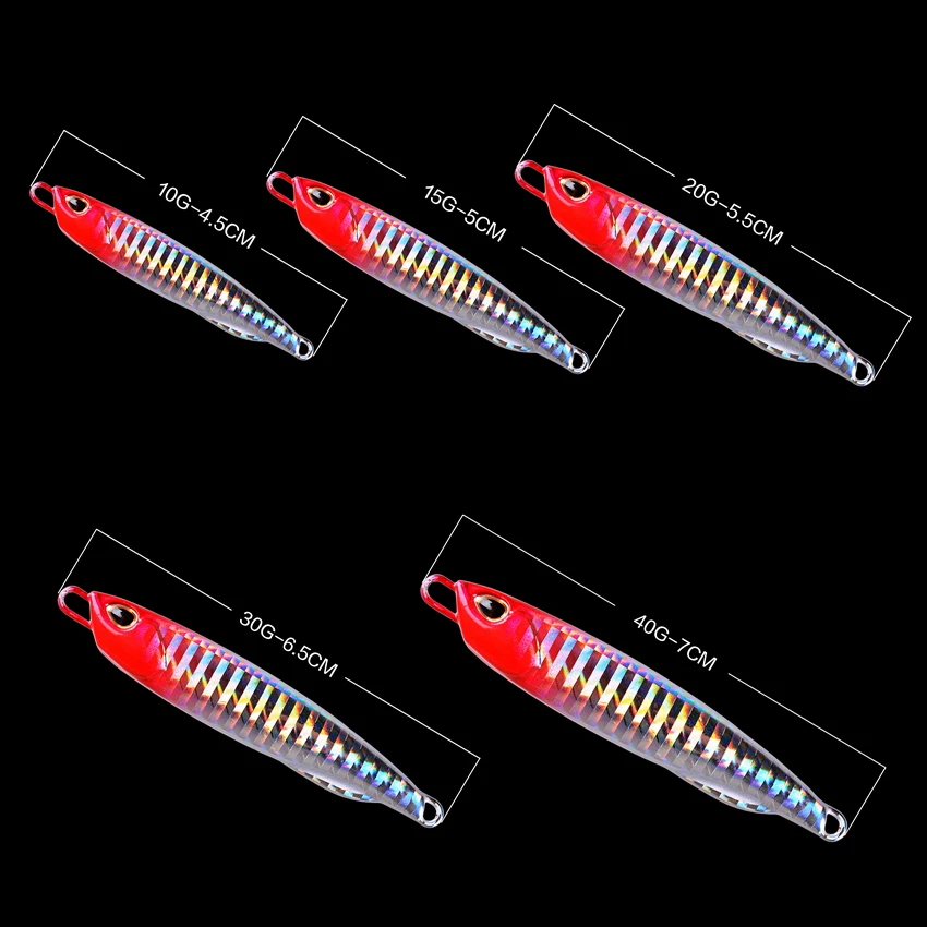 1pcs Metal Jig Slower Long Fishing Lure Slow Cast Jigging Spoon 10g 15g 20g 30g 40g Artificial Shore Lead Metal Bait Sea Tackle