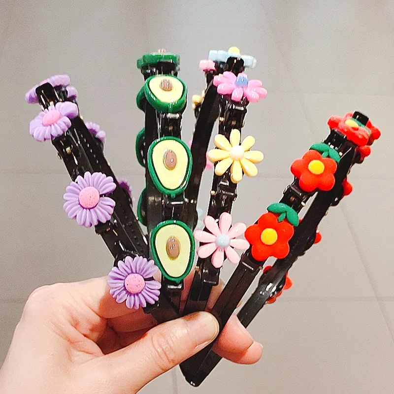 2022 Hot Sale Cute Baby Flower Fruit Cartoon Style Hair Band Braided Hair Artifact Not Hurt Hairpin Hair Accessories Headwear