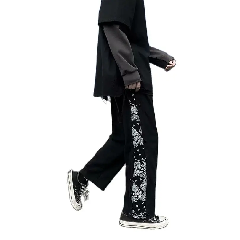 

2023 Spring Thin Pant Men Paisley Bandana Fashion Tracksuit Button Summer Trousers Joggers Jogging Casual Clothes Hiphop