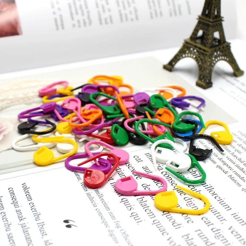 100pcs/lot Mix color Plastic Knitting Crochet Locking Stitch Markers Knitting Needles Accessories Sweater Weaving Tools