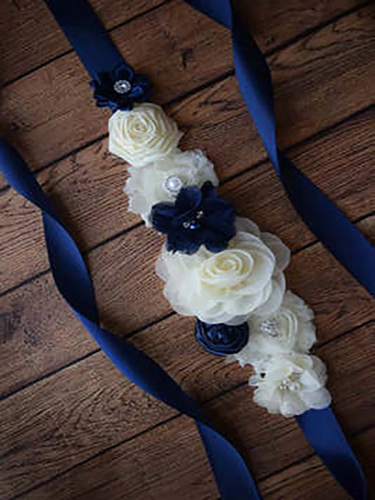 Cinturones de boda de satén para mujer, banda de boda con flores de cristal para vestidos de dama de honor nupciales