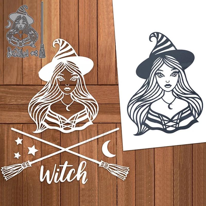 

Halloween Witch Star Moon Metal Cutting Dies Scrapbooking DIY Card Photo Album Making Crafts Stencil New Dies Cuts 2021