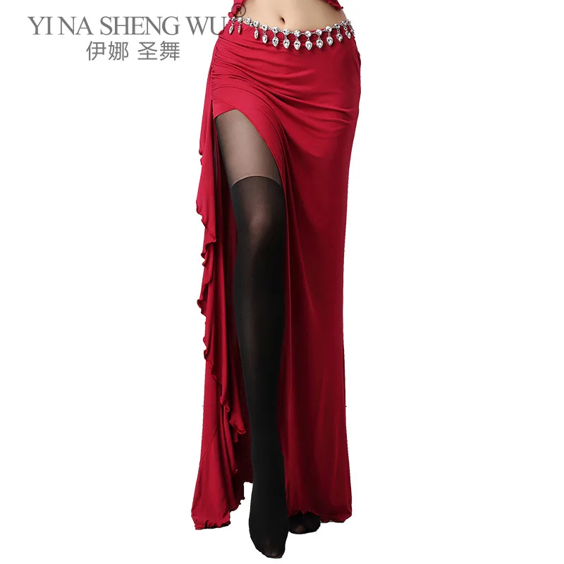 Belly Dance Sexy Skirt Sides Slits Skirts Women Oriental Belly Dance Skirt Female Dance Clothes Long Design Practice Clothes