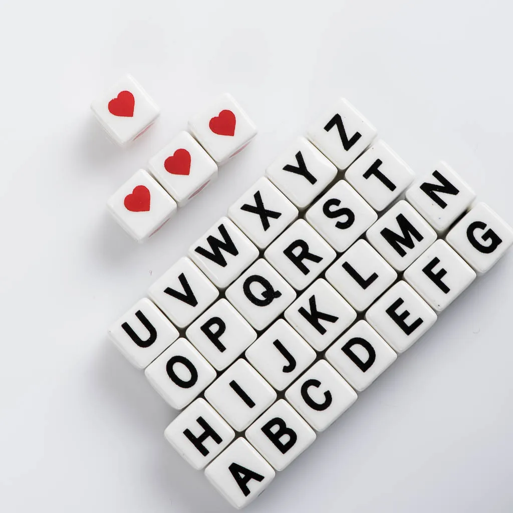 9# 1pcs Numbers & Letters Ceramic Square Arabic Numerals Love Beads For Jewelry Making Materials #XN042