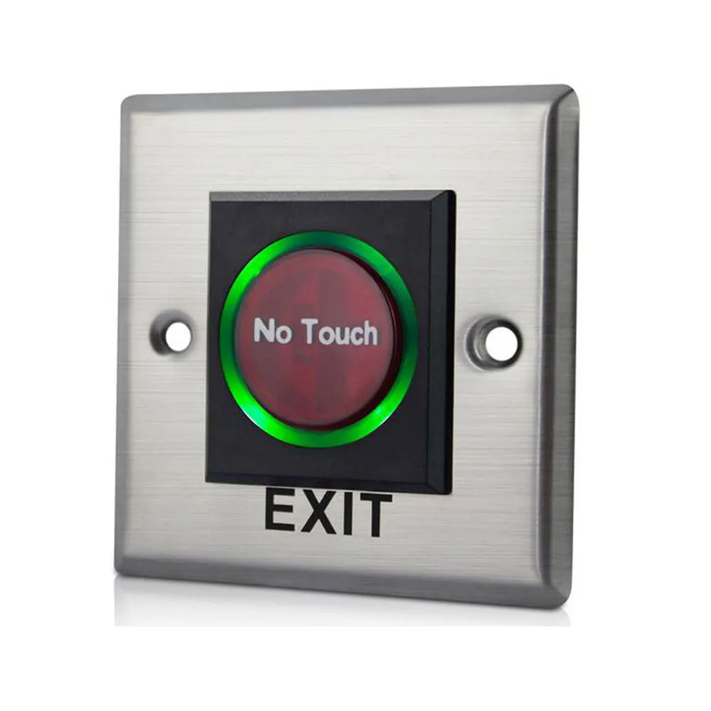 Infrared Exit Button With Blue Back Lights Palm Sensing 86x86mm NO Touch Panel Up To 12cm Sensing Distance NO/NC/COM Output