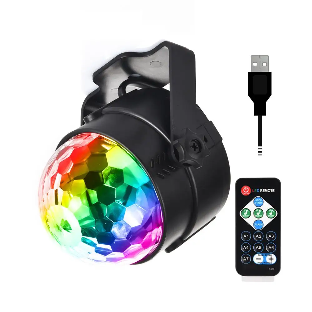 

5V USB DJ Stage Light Projector Disco Light Ball Lighting for Car Home Wedding Outdoor Party with Remote Ajustable Base