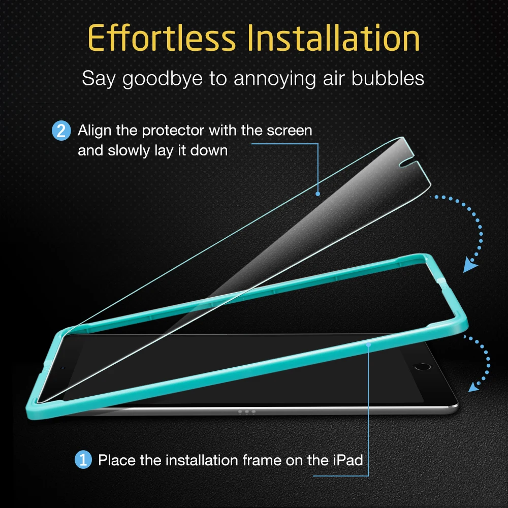 ESR Tempered Glass for iPad Pro 12.9/11/10.5/9.7 Inch 2021 2020 2018 2019 iPad Mini 6/5/4 Air 4 3 iPad 9th 8th Screen Protector