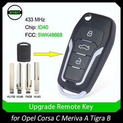 DIYKEY Aggiornato Flip Chiave A Distanza Dell'automobile Fob 2 Pulsante 433 MHz ID40 Chip per Opel Corsa C Meriva A Tigra B TWIN TOP 5WK48668