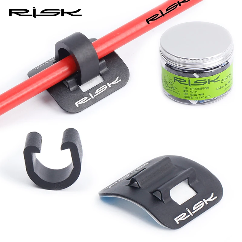 RISK Bicycle Cables Housing Aluminum Bike Oil Tube Fixed Clips C Shape Shift Brake Guide Cable Tube Fixed Clamp Frame Buckle