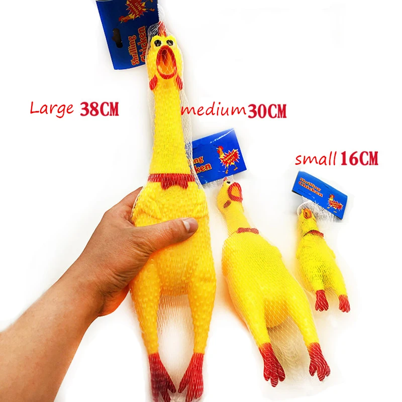 3pcs Sell well Novelty spoof screaming chicken Big medium small Three wholesale Yellow funny design Soft rubber material Pet toy