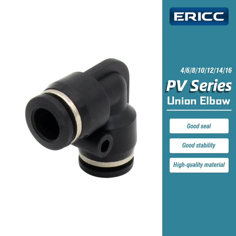 PV Series Union Elbow PV4 6 8 10 12 14 16 Pneumatic L Type elbow fitting Plastic Pipe Connector Quick Fitting