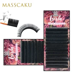 MASSCAKU Easy Fan Makeup Lashes Auto Blooming Eyelash Extensions for Professional Eye Lash Building 0.05/0.07/0.10 Faux Mink