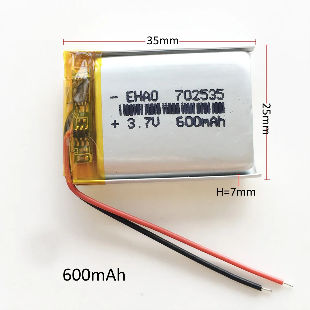 5 pcs EHAO 702535 3.7V 600mAh Lithium Polymer LiPo Rechargeable Battery For Mp3 GPS bluetooth ebooks power bank Camera