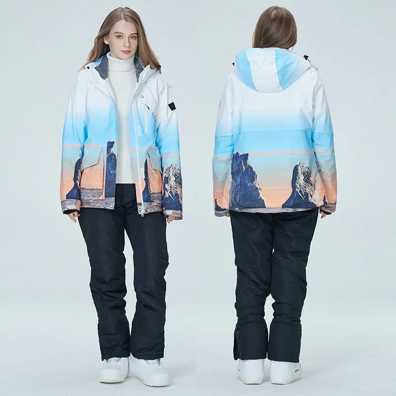 Ski Suit Women Ski Jacket And Ski Pants Winter -30° Warm Windproof Waterproof Snowboard Jackets Outdoor Snow Ski Coat Trousers