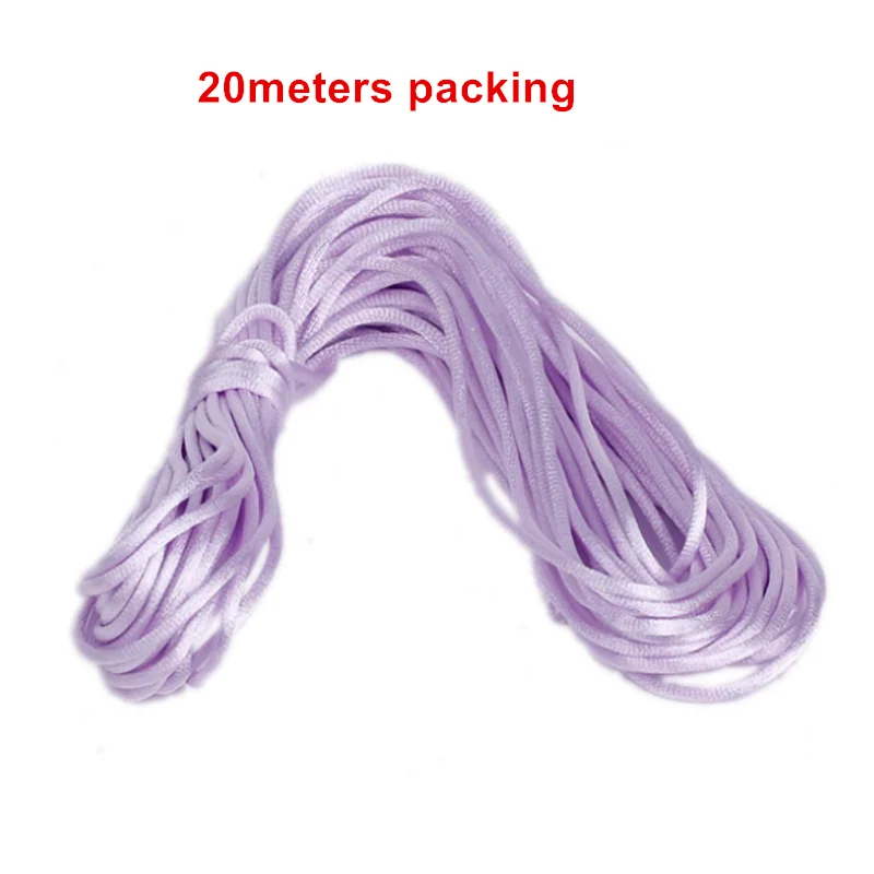 Rattail Satin Cord para Descobertas Jóias, Beading Corda, Cor Branca, nó chinês, String trançado, R800, 2mm X 20m