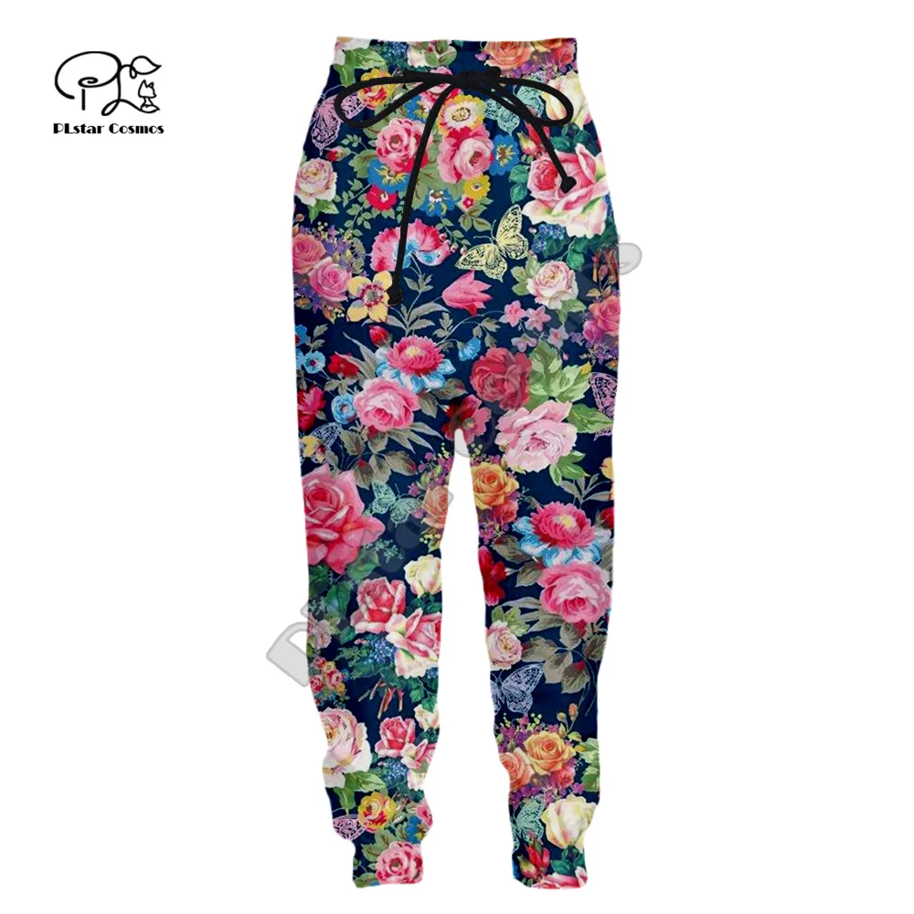 PLstar Cosmos ดอกไม้ Rose Plant Retro สบายๆ3DPrint ผู้ชาย/ผู้หญิง Streetwear Joggers กางเกงตลกกางเกง A2