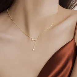 925 Sterling Silver Simple Water Drop Zircon Cute Necklace Trendy Charm Pendant For Women  Exquisite Jewelry Accessories