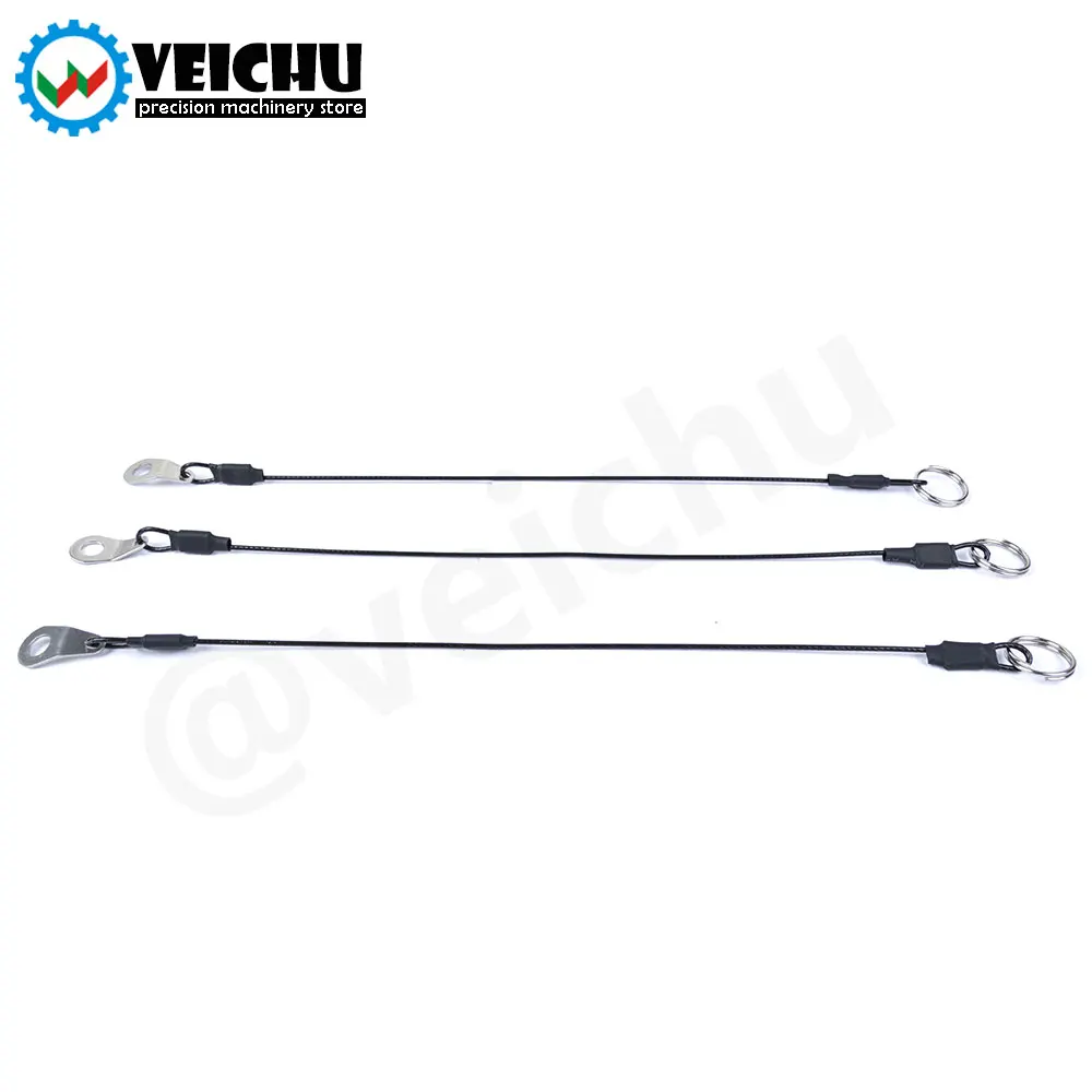 VEICHU Unti-Lost Rope Black Stainless Cable Safety Rope With Key Ring And Gasket