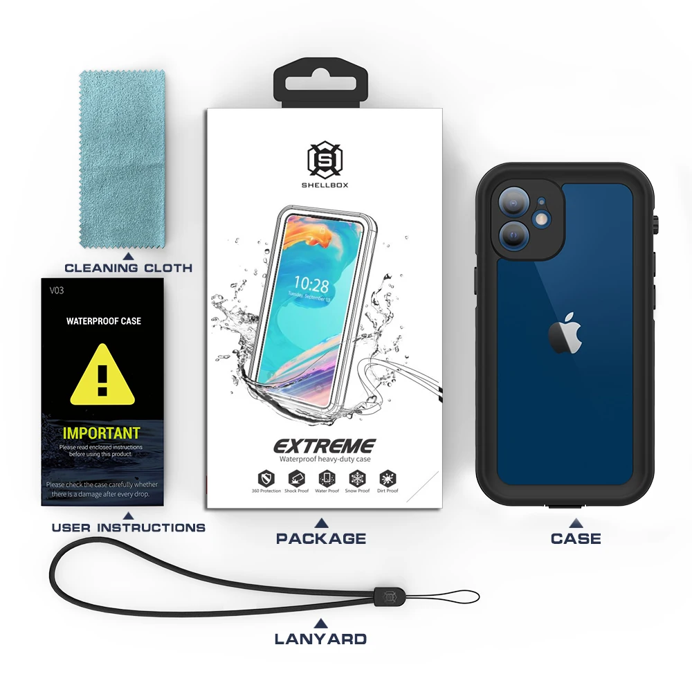 IP-68 Waterproof Dust Proof Clear Cover For iPhone X Xs Max Xr 12 13 Pro 11 Mini 6s 7 8 Plus Phone Case Shockproof Fundas Coque