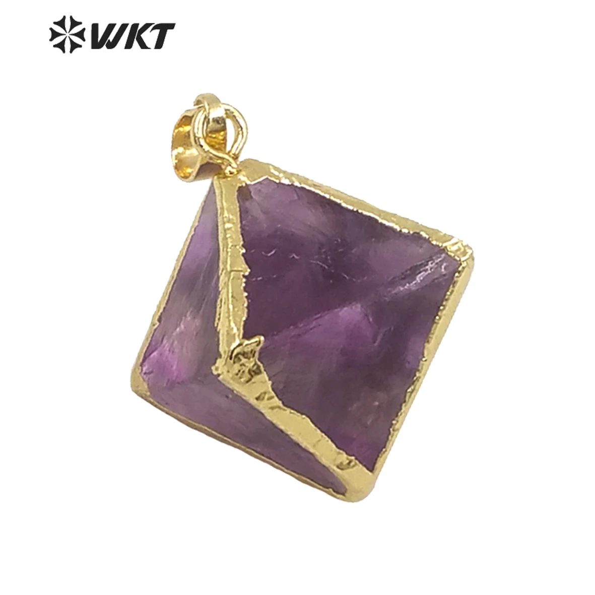 WT-P130 Fashion Natural Green Fluorite Colorful Quartz Stone Crystal Pendant Eight Cube Shape Rainbow Accessories