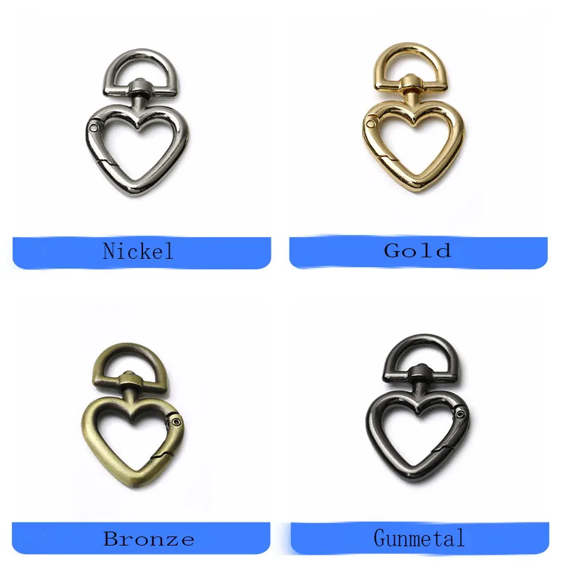 Metal Heart Shape  Spring Gate Clips Bag Charm Ornaments Clasps Swivel Trigger Snap Hook Leather Craft Bag Belt Strap