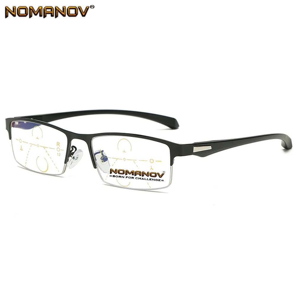 Commercial Alloy Frame Anti-fatigue Lens Men Women Progressive Multifocus Reading Glasses Add 75 100 125 150 175 200 To400