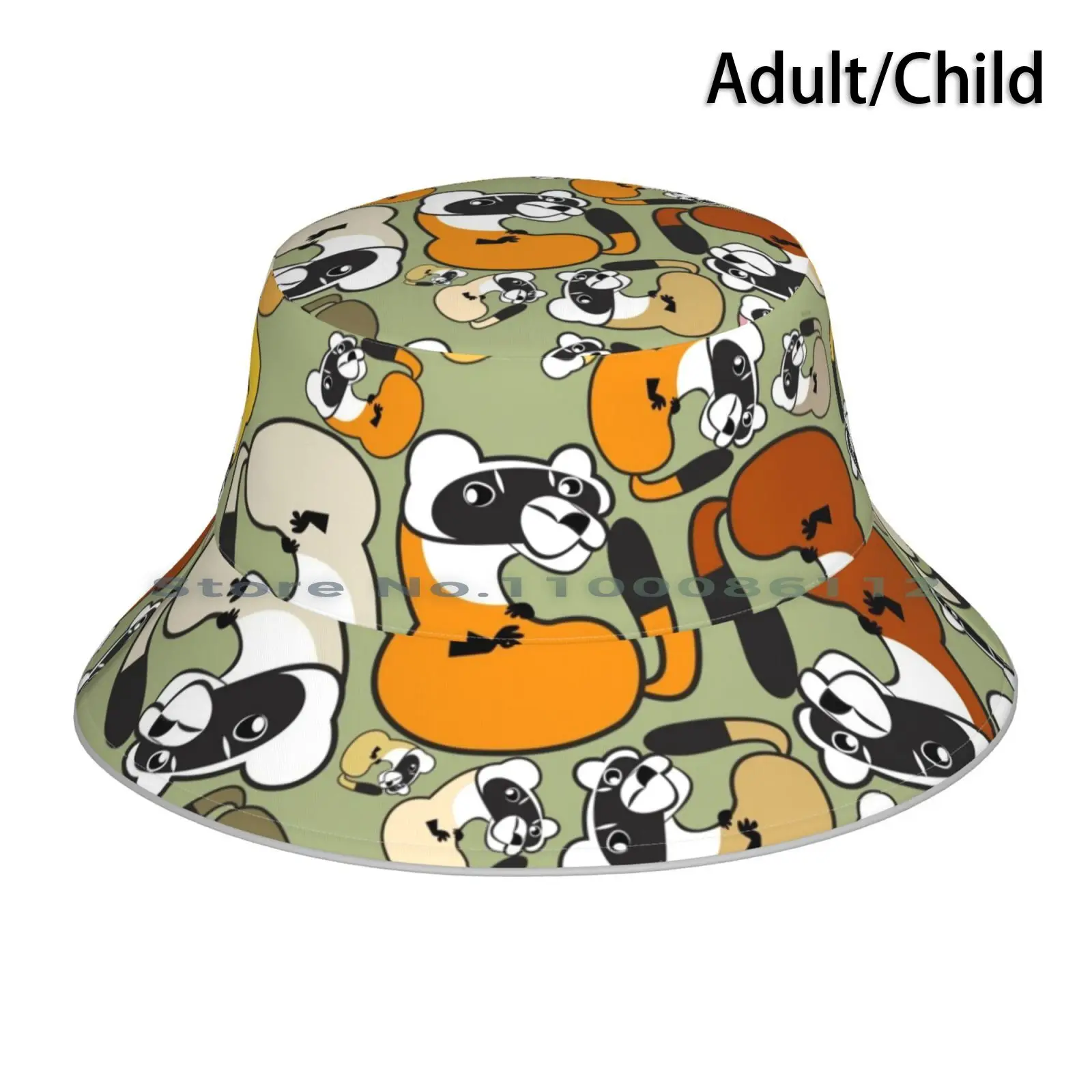 Totem Nigripes Black Footed Ferret Bucket Hat Sun Cap Belette Children Hipster Cool Cute Animals Pink Ferret Polecat Weasel