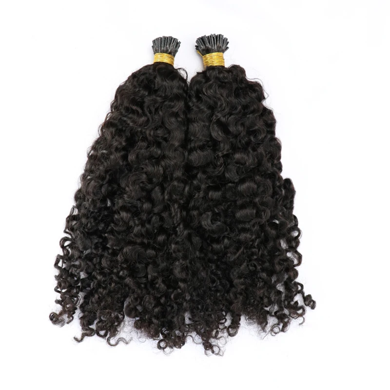 Sassy Curly I Tip Hair Extension Brazilian Human Hair Micro Link Pre Bonded Stick I Tip Human Hair Small Curly 100g 100strands