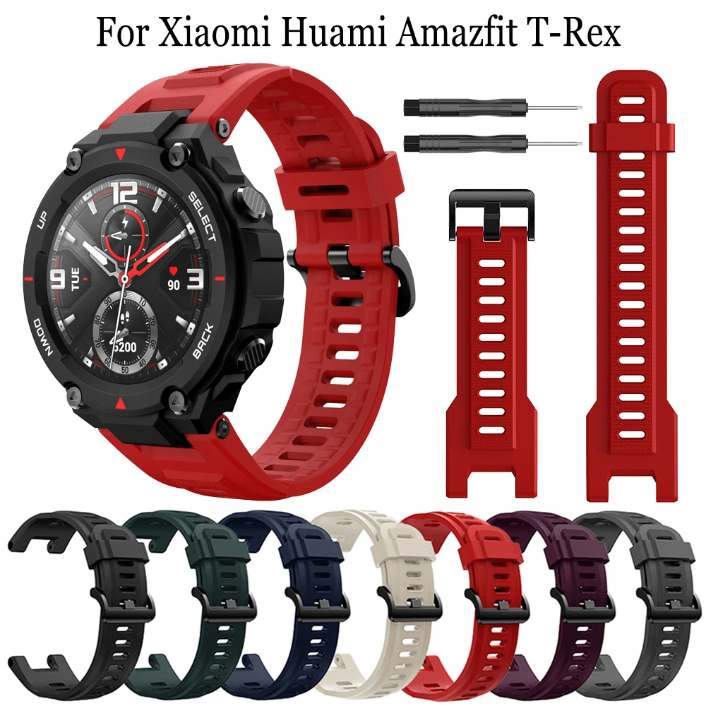 Replacement Sport Straps For Huami Amazfit T-Rex pro Adjustable bracelets with tool For Huami Amazfit T-Rex Silicone watchband