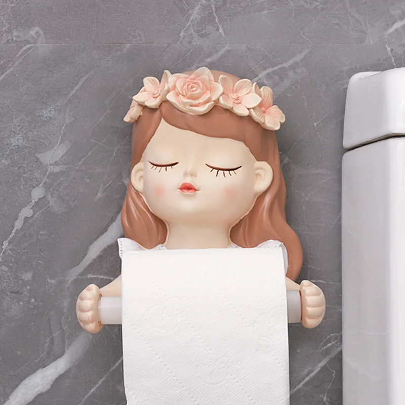 

Fairy Girl Paper Roll Holder Tissue Rack Home Wall Hanging Decor Bathroom Decoration Accessories Toilet Roll Paper Tissue Hanger