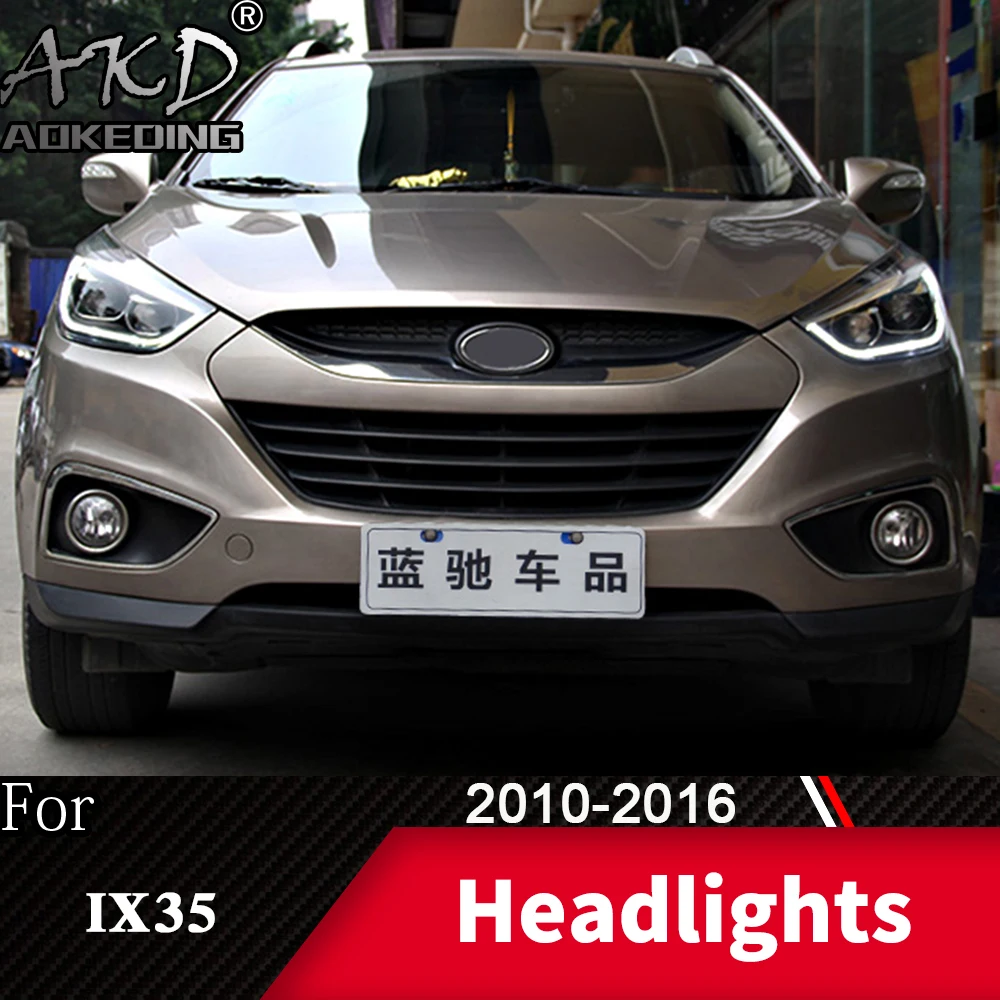 AKD Car Lamp For Hyundai IX35 2010-2016 Tucson Headlights DRL H7 LED Bi Xenon Bulb Assembly Upgrade Dynamic Signal Accessories