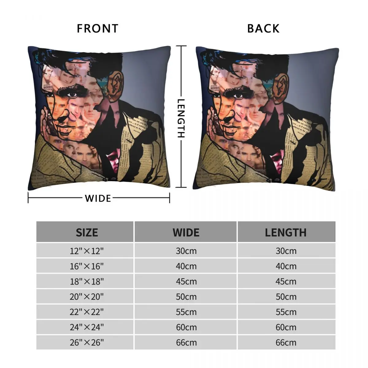 Morrissey Portrait Square Pillowcase Polyester Linen Velvet Printed Zip Decor Home Cushion Cover